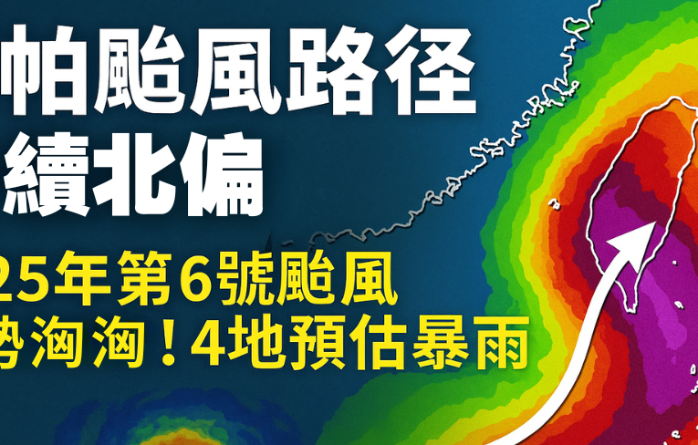 薇帕颱風路徑持續北偏，2025年第6號颱風來勢洶洶！4地預估暴雨!