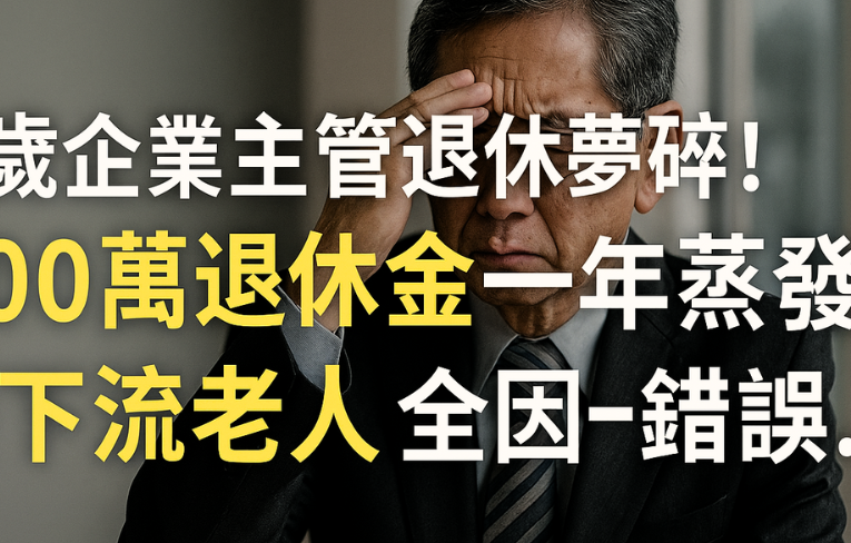 【真實案例】66歲企業主管退休夢碎！600萬退休金「一年蒸發」變下流老人，全因一錯誤決定…