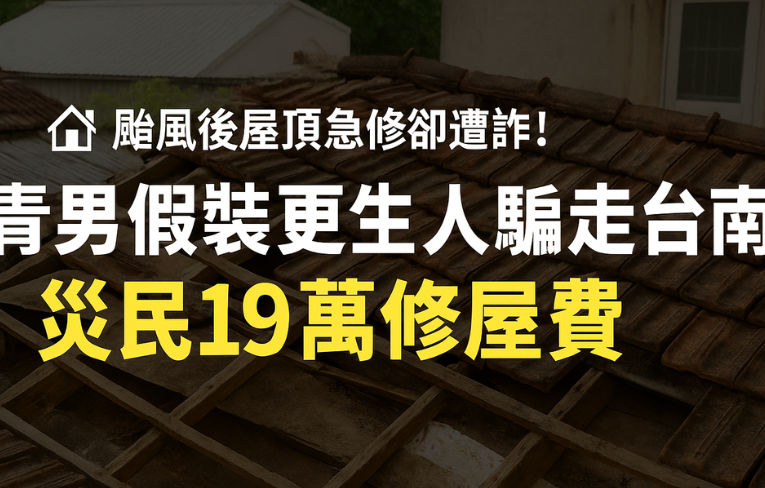 颱風後屋頂急修卻遭詐！刺青男假裝更生人騙走台南災民19萬修屋費