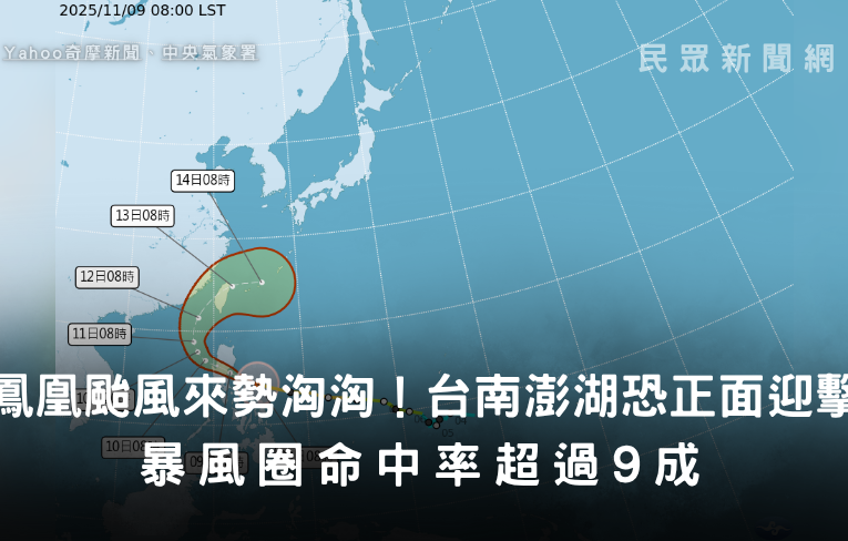 鳳凰颱風來襲！台南、澎湖暴風圈侵襲率破9成　氣象署：最快明天發海警