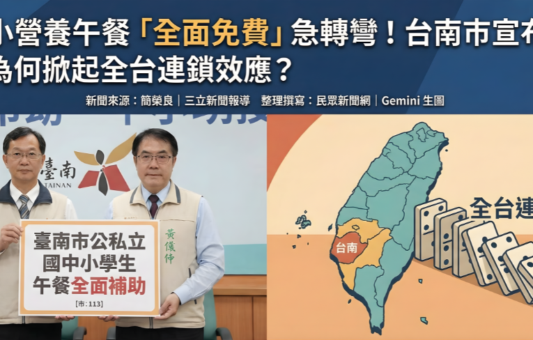 國中小營養午餐「全面免費」急轉彎！台南市宣布跟進　政策為何掀起全台連鎖效應？